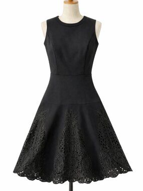 Kobi Black Fit & Flare Dress Lace Hem Detail Sleeveless Size 4 EUC